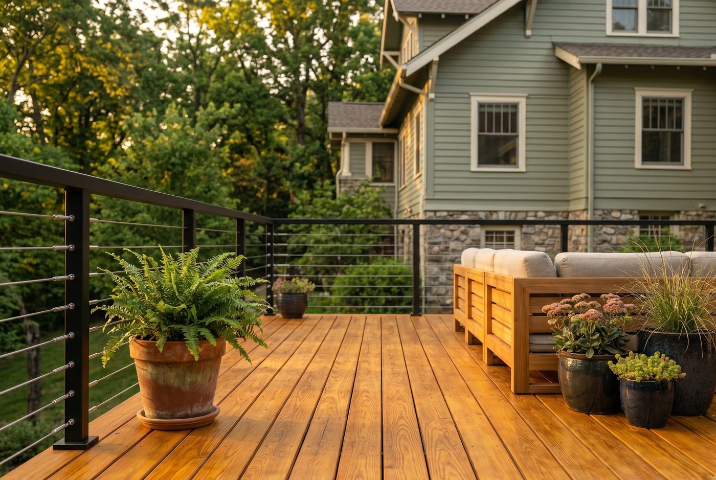 Composite Trex decking boards close up